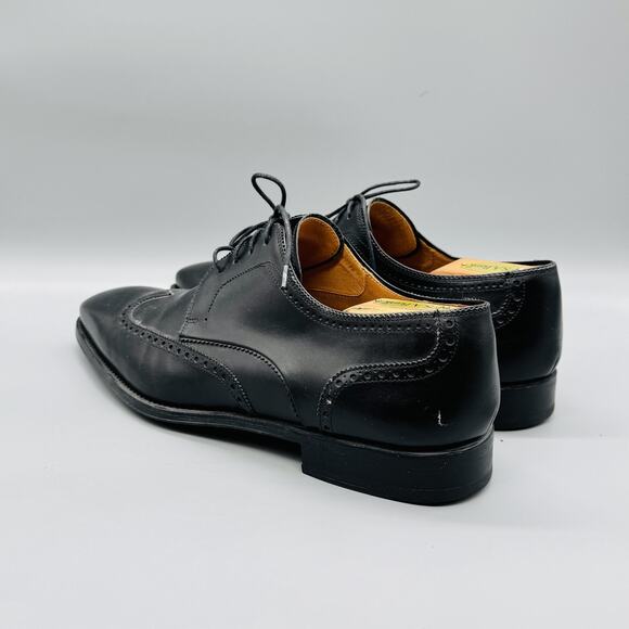 Magnanni Shoes Mens 11 Black Leather Dress Brogue Wingtip Oxford Luxury Italy main image 7